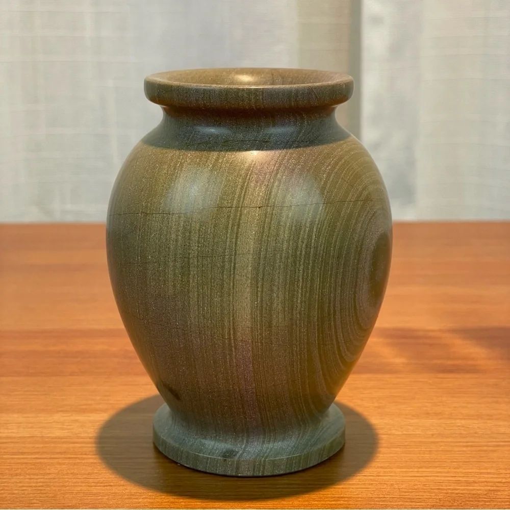 VTG Carved Stone Marble Miniature Bud Vase 4” Tall Green Earth Tone Natural - Picture 2 of 16